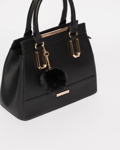 Black Textured Audrey Tote Bag