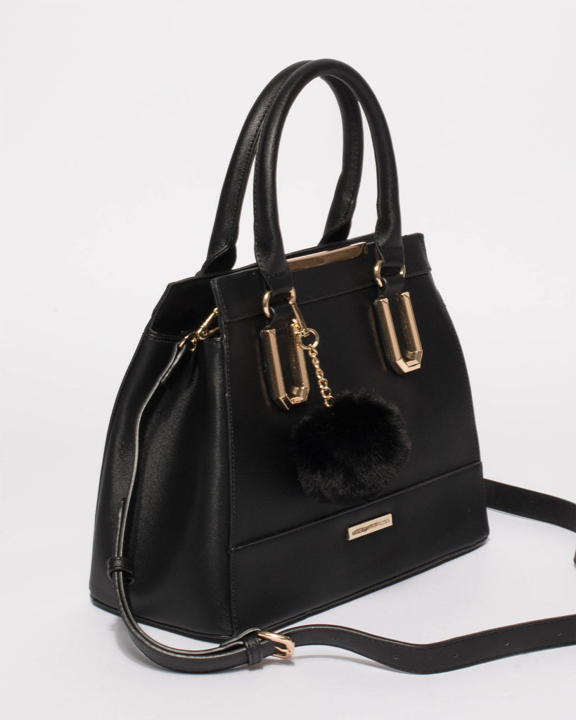 Black Textured Audrey Tote Bag