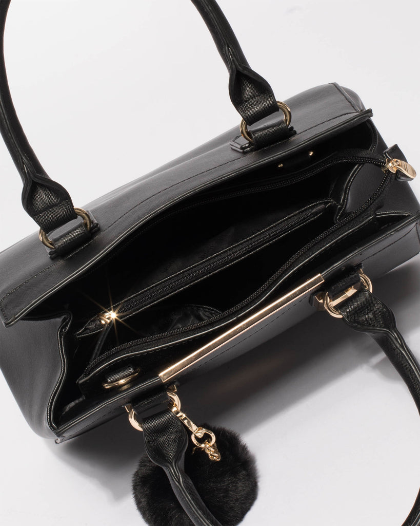 Black Textured Audrey Tote Bag