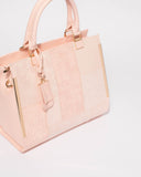 Pink Textured Andrea Tag Tote Bag