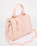 Pink Textured Andrea Tag Tote Bag