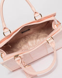 Pink Textured Andrea Tag Tote Bag