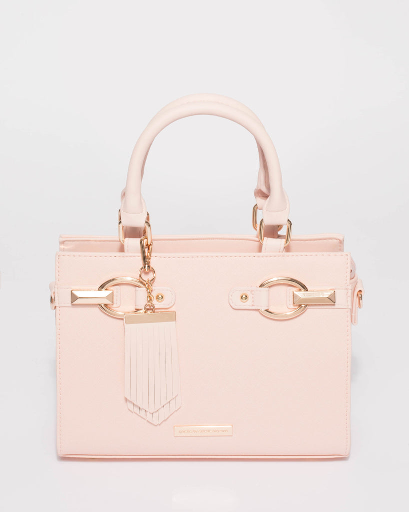 Pink Saffiano Saffiano Flat Tassel Mini Bag
