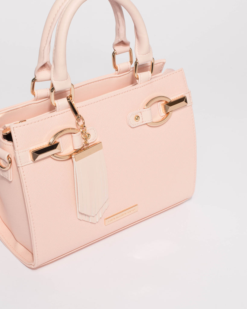 Pink Saffiano Saffiano Flat Tassel Mini Bag