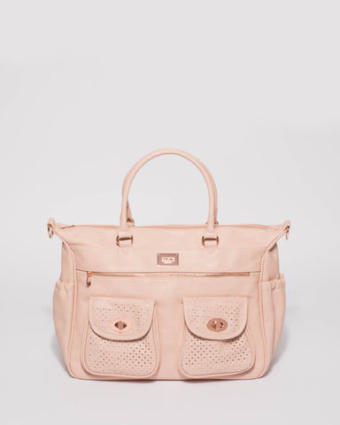Pink Smooth Flower Cutout Baby Bag With Rose Gold Hardware