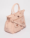 Pink Smooth Flower Cutout Baby Bag With Rose Gold Hardware