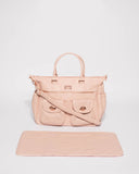 Pink Smooth Flower Cutout Baby Bag With Rose Gold Hardware