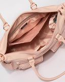 Pink Smooth Flower Cutout Baby Bag With Rose Gold Hardware