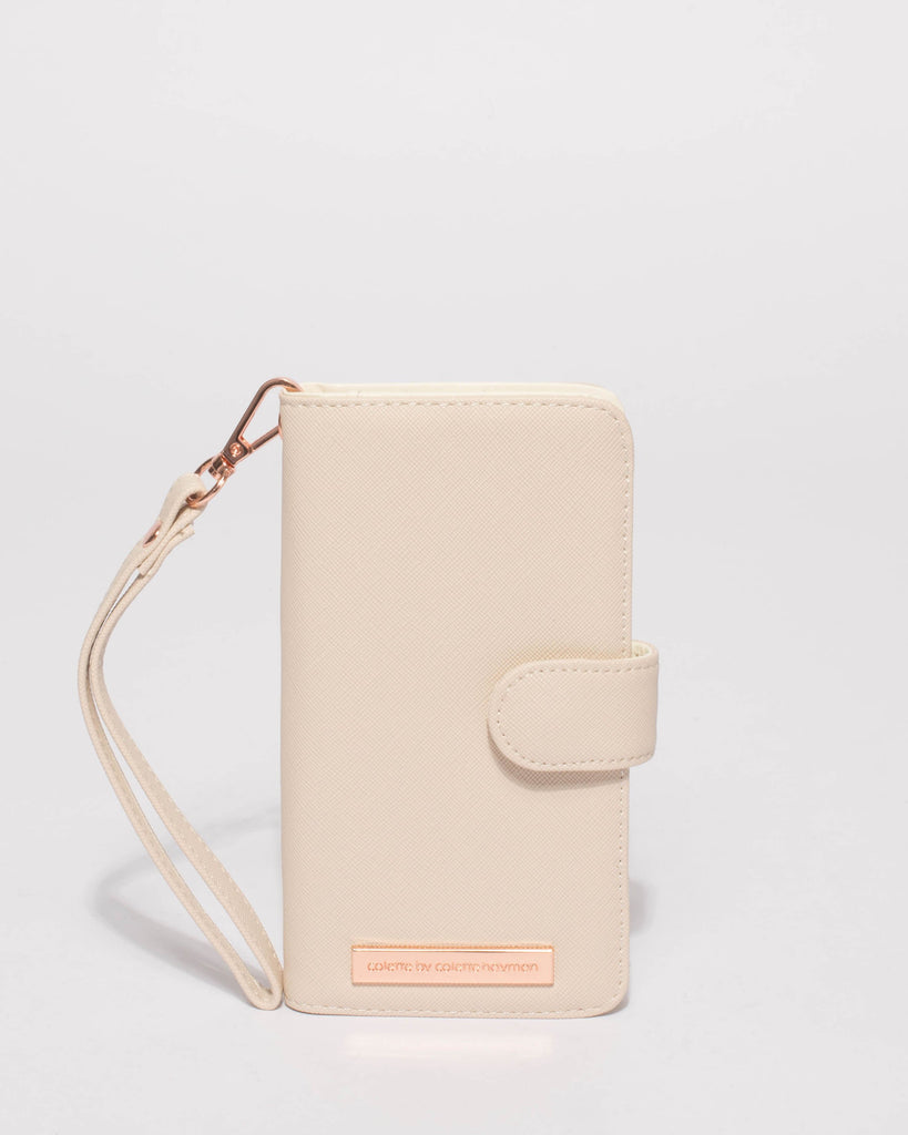 Ivory Saffiano Iphone 6, 7 & 8 Plus Purse