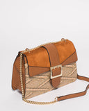 Tan Textured Rachel Medium Crossbody Bag