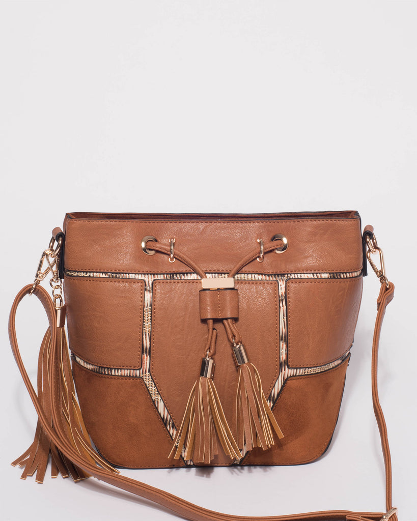 Tan Luxy Medium Drawstring Bag