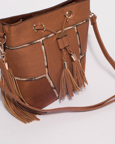 Tan Luxy Medium Drawstring Bag