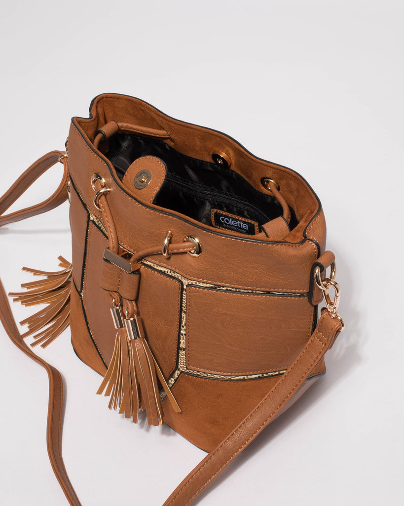 Tan Luxy Medium Drawstring Bag