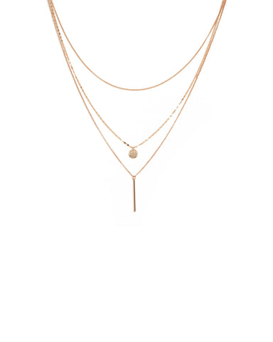 Rose Gold Tone Charm Choker Necklace Pack