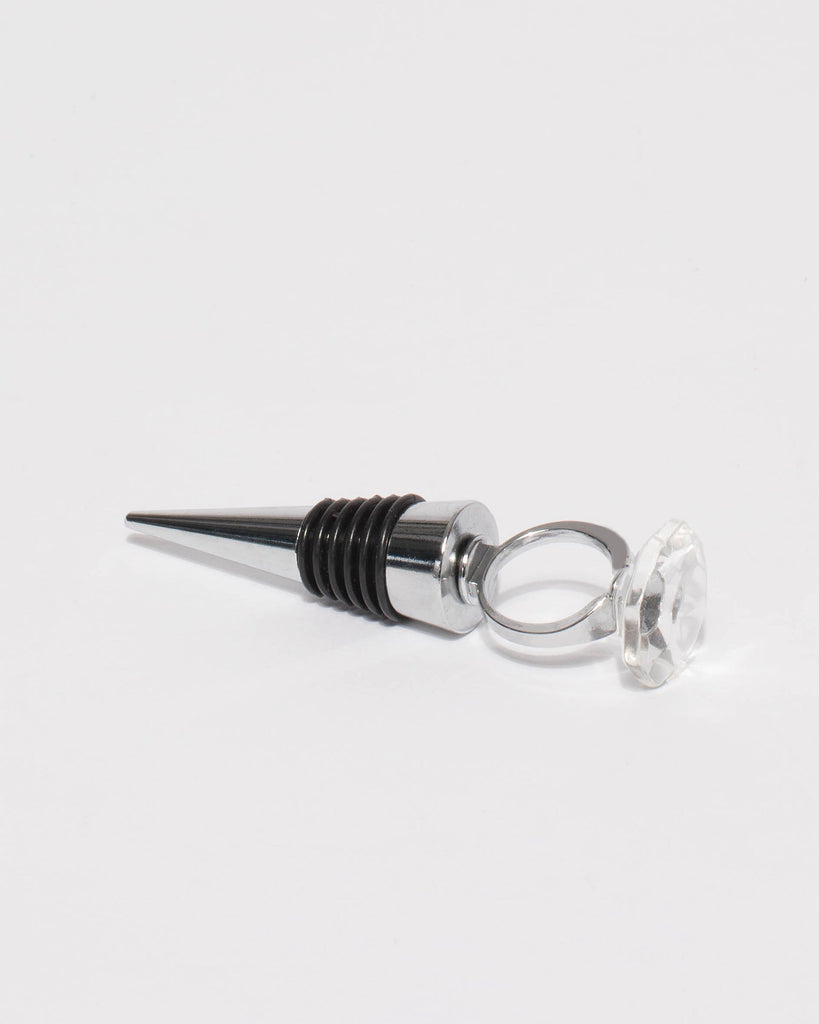 Silver Tone Bling Ring Bottle Stopper