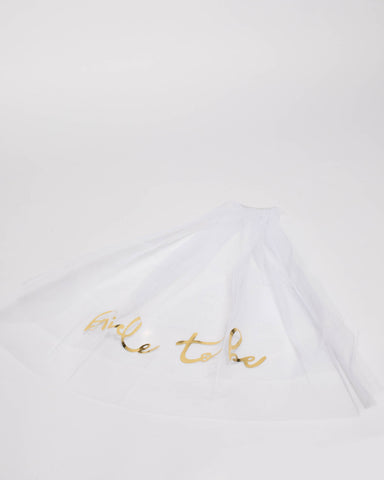 Gold Bride To Be Novelty White Veil