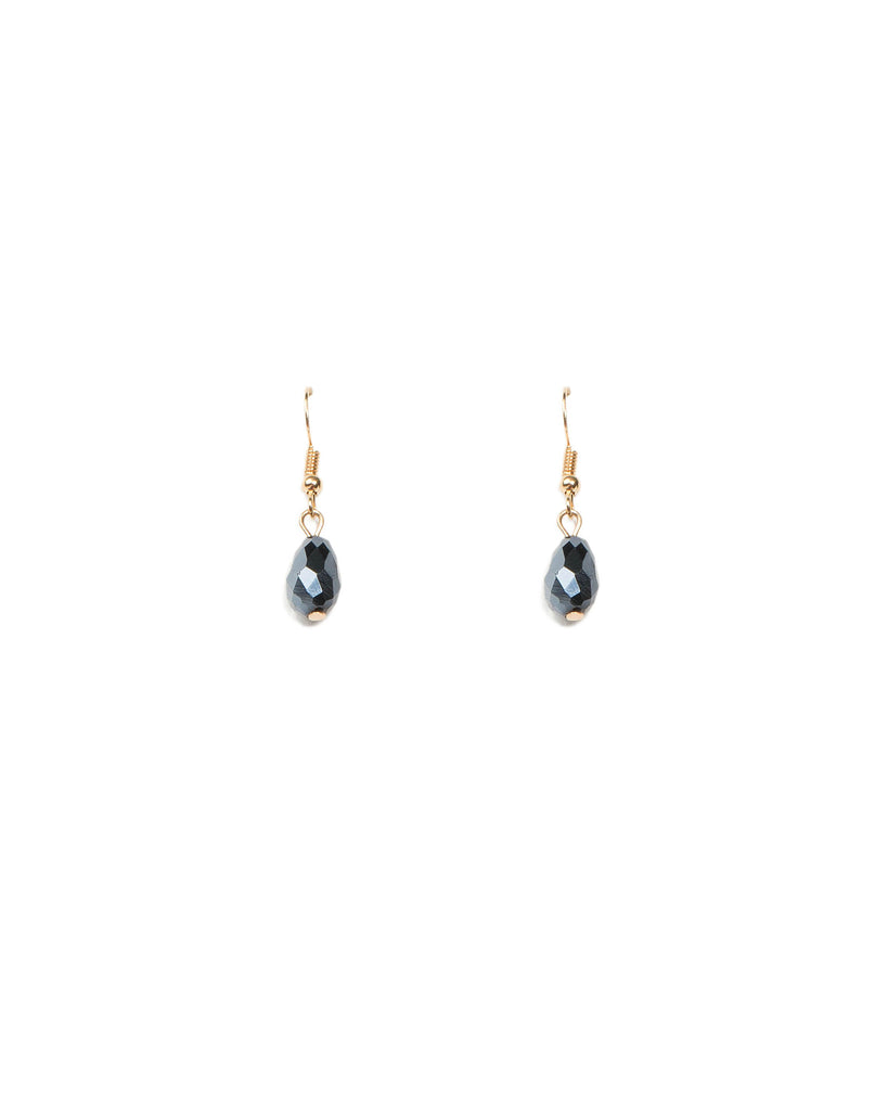 Gunmetal Gold Tone Stone Drop Earrings