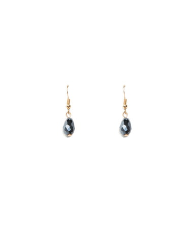 Gunmetal Gold Tone Stone Drop Earrings