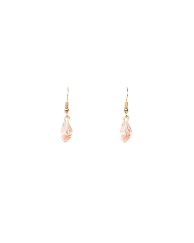 Pink Gold Tone Stone Drop Earrings
