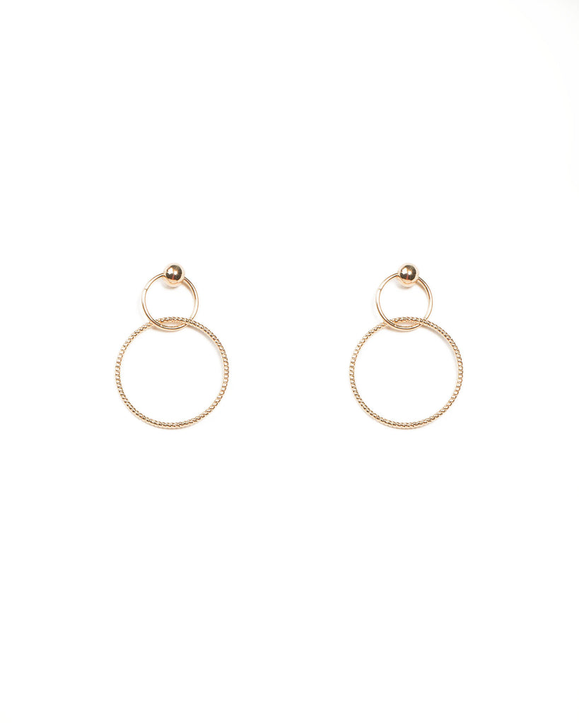 Gold Tone Link Ring Drop Earrings