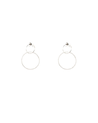 Silver Tone Link Ring Drop Earrings