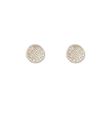 Silver Tone Round Filigree Stud Earrings