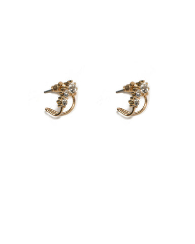 Crystal Gold Tone Grad Stone Mini Cuff Earrings