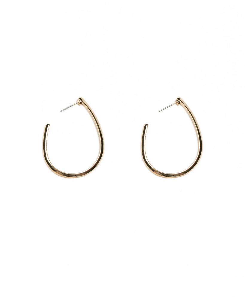 Gold Tone Metal Oval Hoop Earrings
