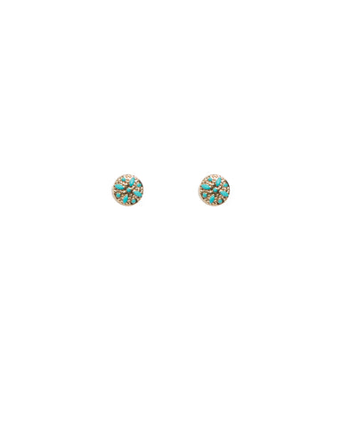 Blue Gold Tone Aztec Stud Earrings
