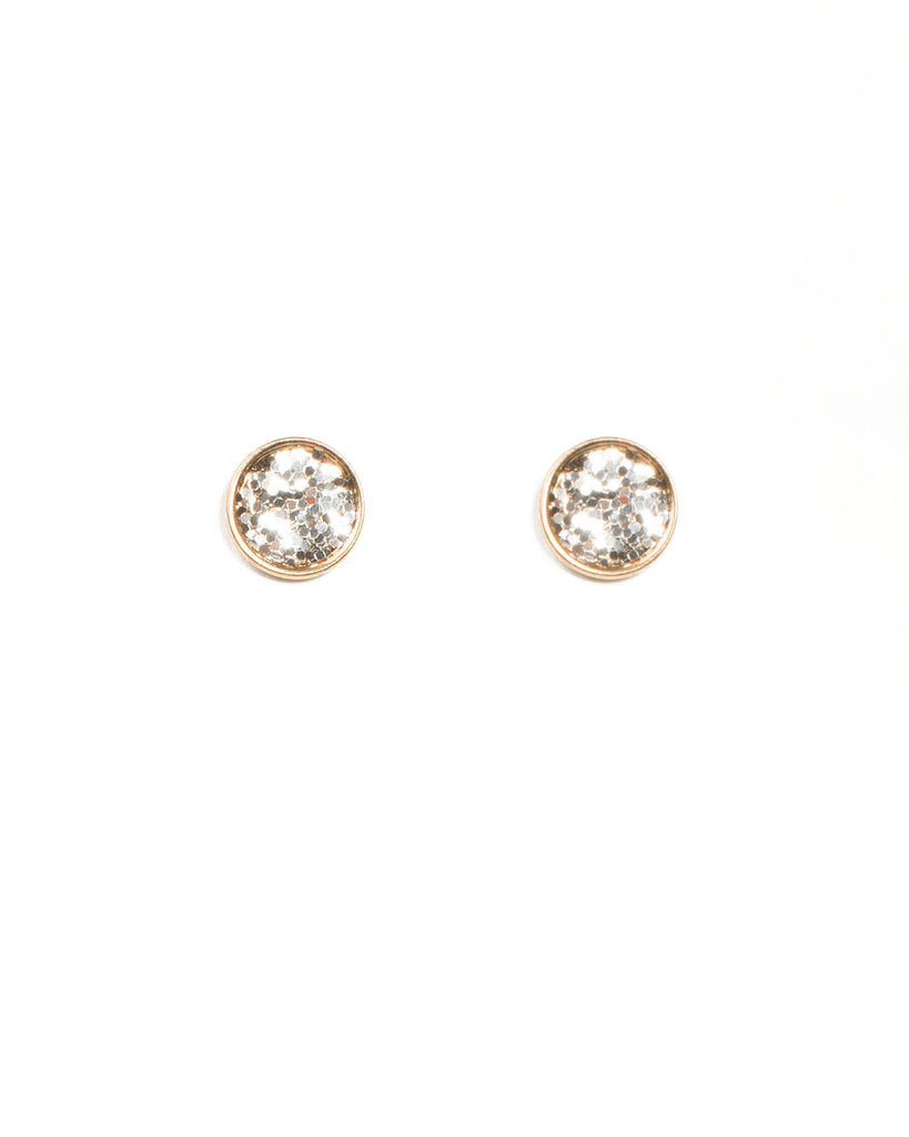 Gold Tone Glitter Stud Earrings