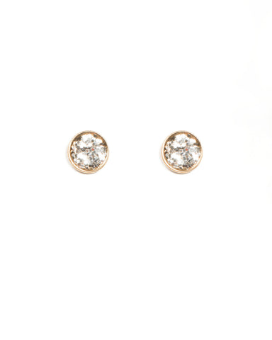 Gold Tone Glitter Stud Earrings