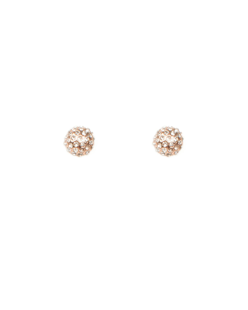 Rose Gold Tone Diamante Round Stud Earrings