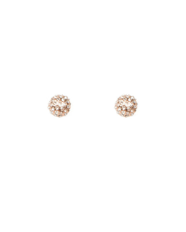 Rose Gold Tone Diamante Round Stud Earrings