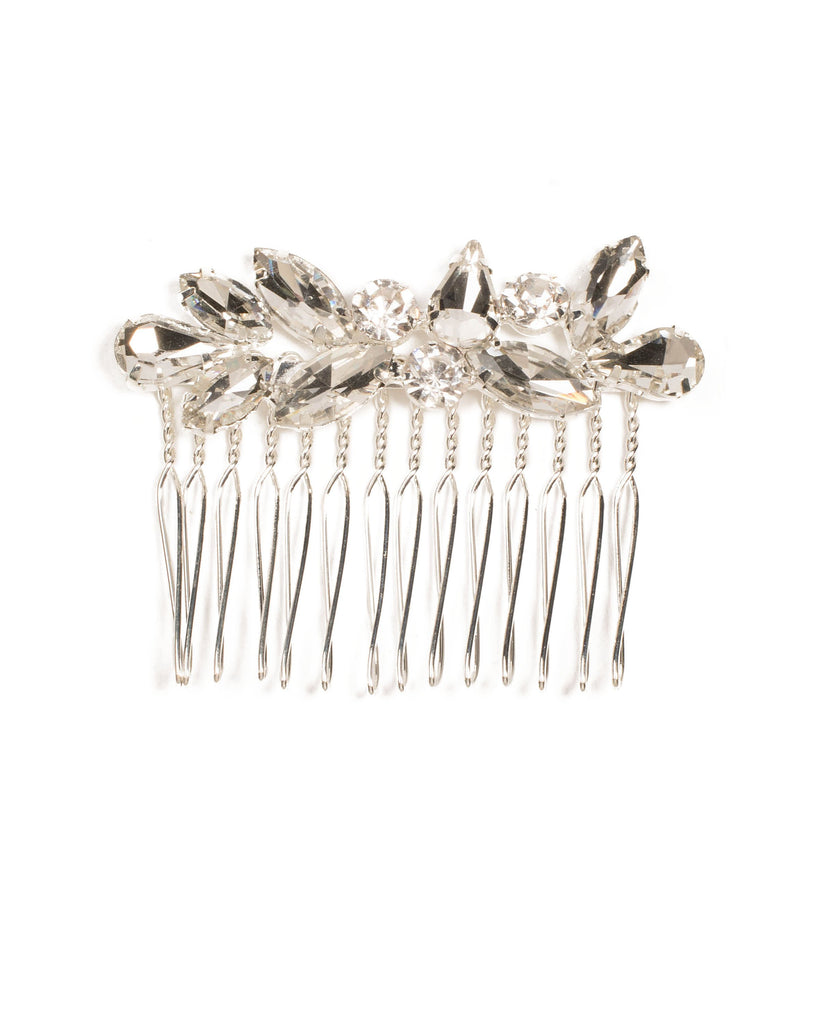 Crystal Silver Tone Mini Stone Hair Comb