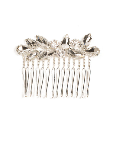 Crystal Silver Tone Mini Stone Hair Comb