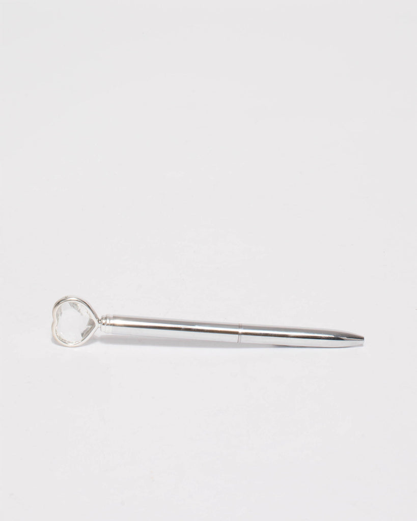 Silver Diamante Love Heart Pen