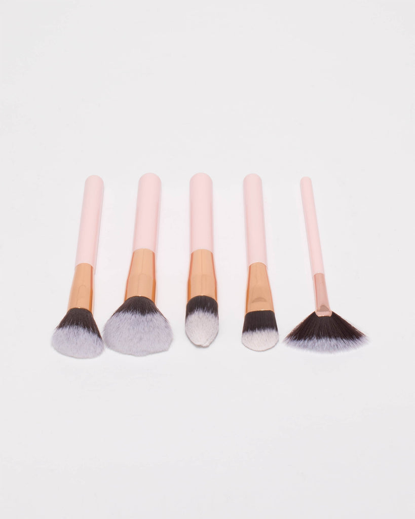 Pink Rose Gold Tone Face Cosmetic Brush Set