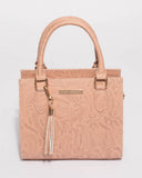 Pink Embossed Steph Tassel Mini Bag