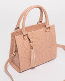 Pink Embossed Steph Tassel Mini Bag