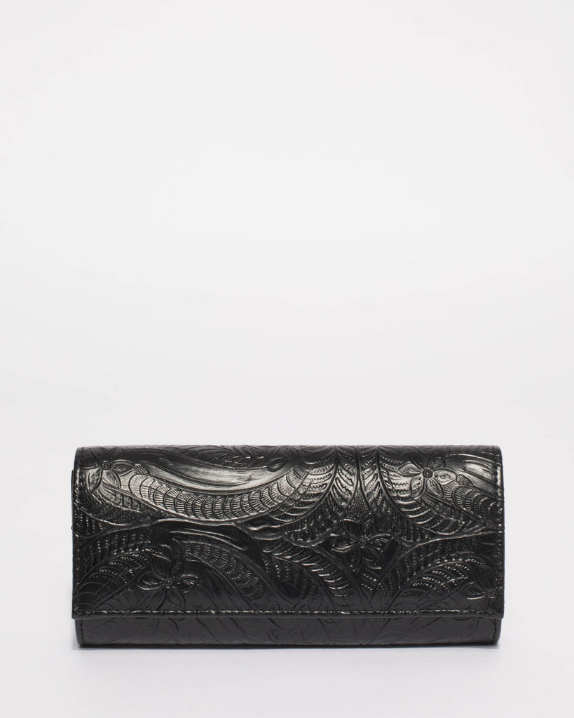 Embossed Black Codie Clutch