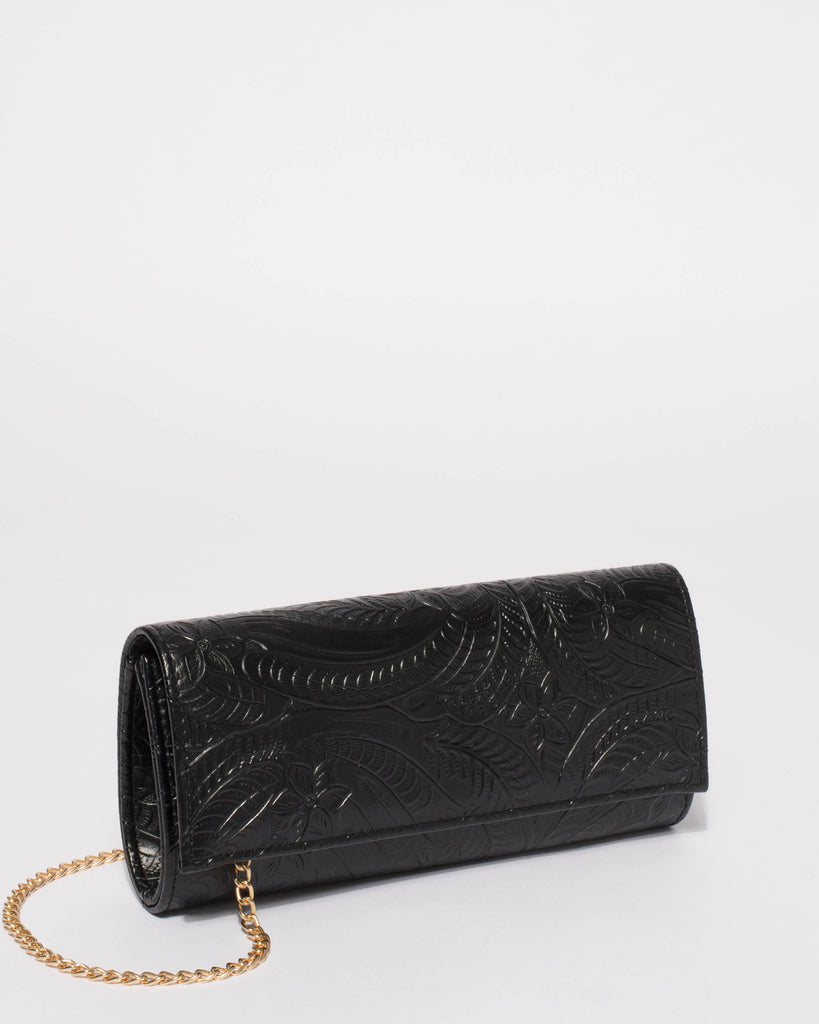 Embossed Black Codie Clutch
