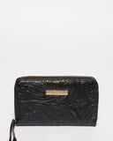 Black Embossed Gwen Wristlet Wallet