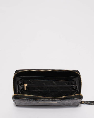 Black Embossed Gwen Wristlet Wallet