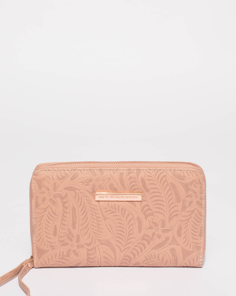 Pink Embossed Gwen Wristlet Wallet