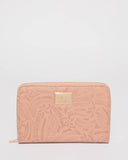 Pink Embossed Jenna Travel Wallet
