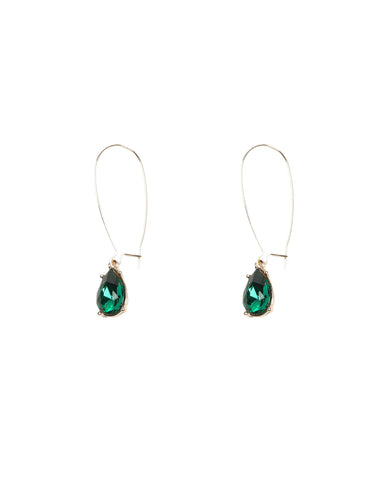 Green Gold Tone Drop Stone Earrings