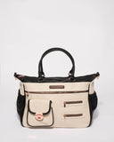 Monochrome Pocket And Zip Baby Bag With Rose Gold Hardware