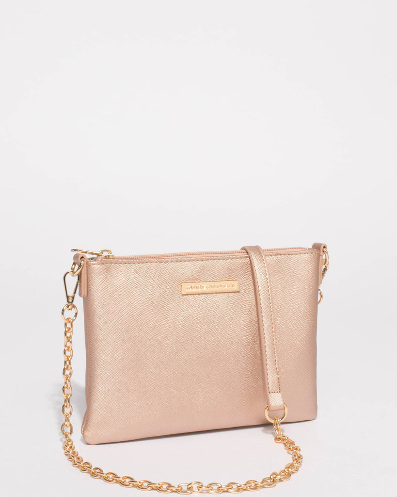 Rose Gold Peta Flower Chain Crossbody Bag