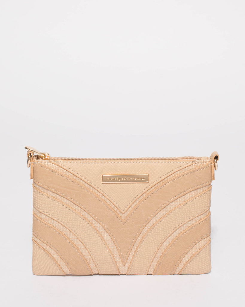 Natural Textured Peta Panel Crossbody Bag