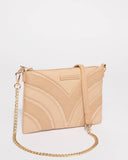 Natural Textured Peta Panel Crossbody Bag